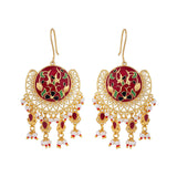 Tahira Red Bloom Chand Bali Earrings