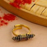 Temple of Love Scroll Motif Statement Ring