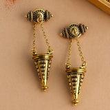 Temple of Love Brass Drop Earrings