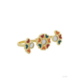 Truck Art Gold Plated Floral Dual-Finger Ring