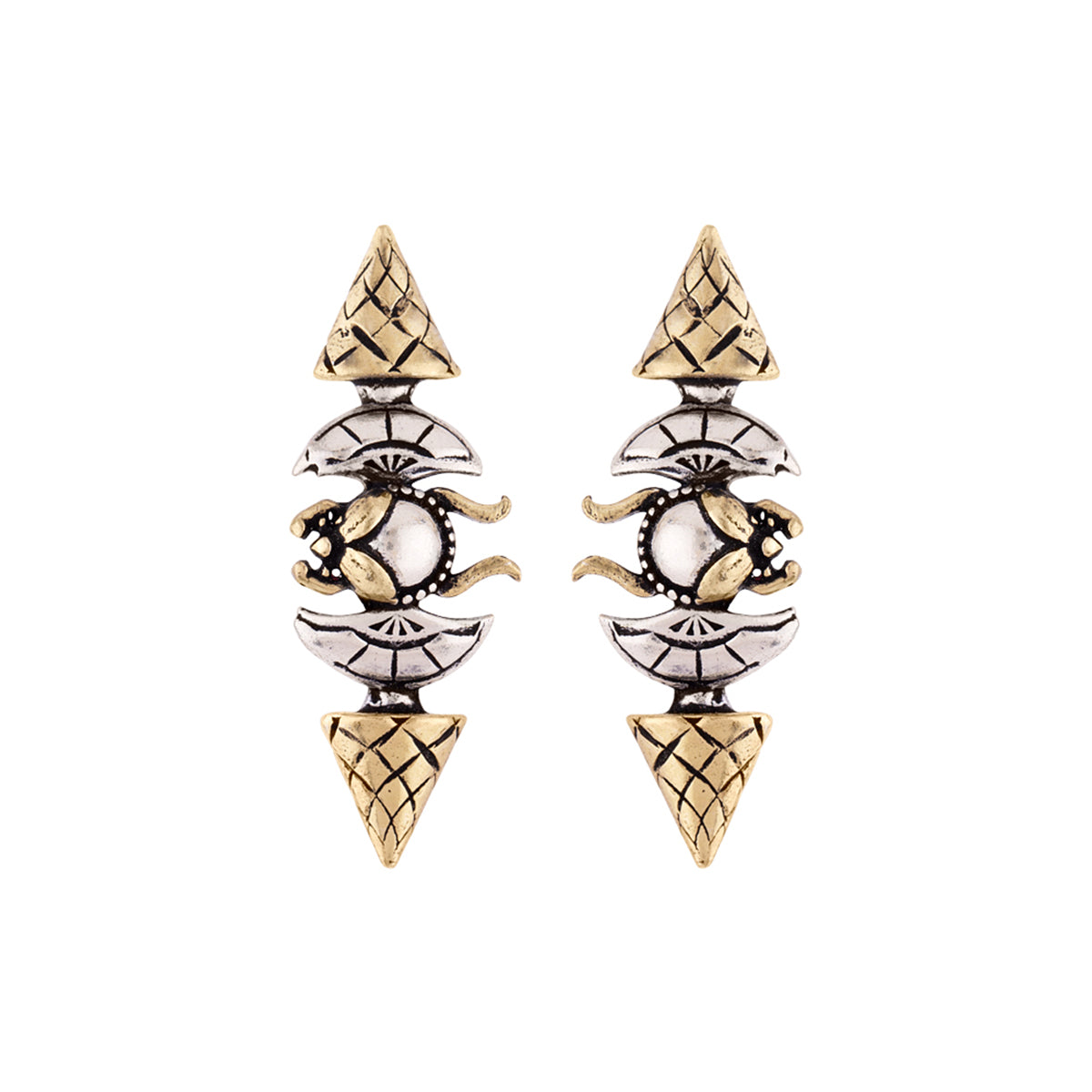 Cleopatra Scarab Motif Brass Earrings