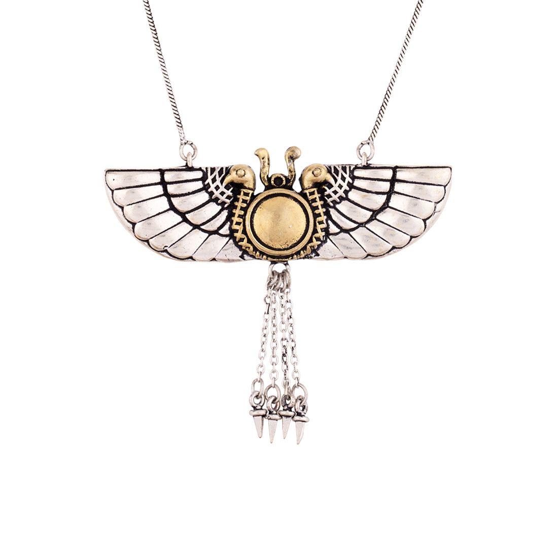 Cleopatra Scarab Beetle And Falcon Wings Necklace