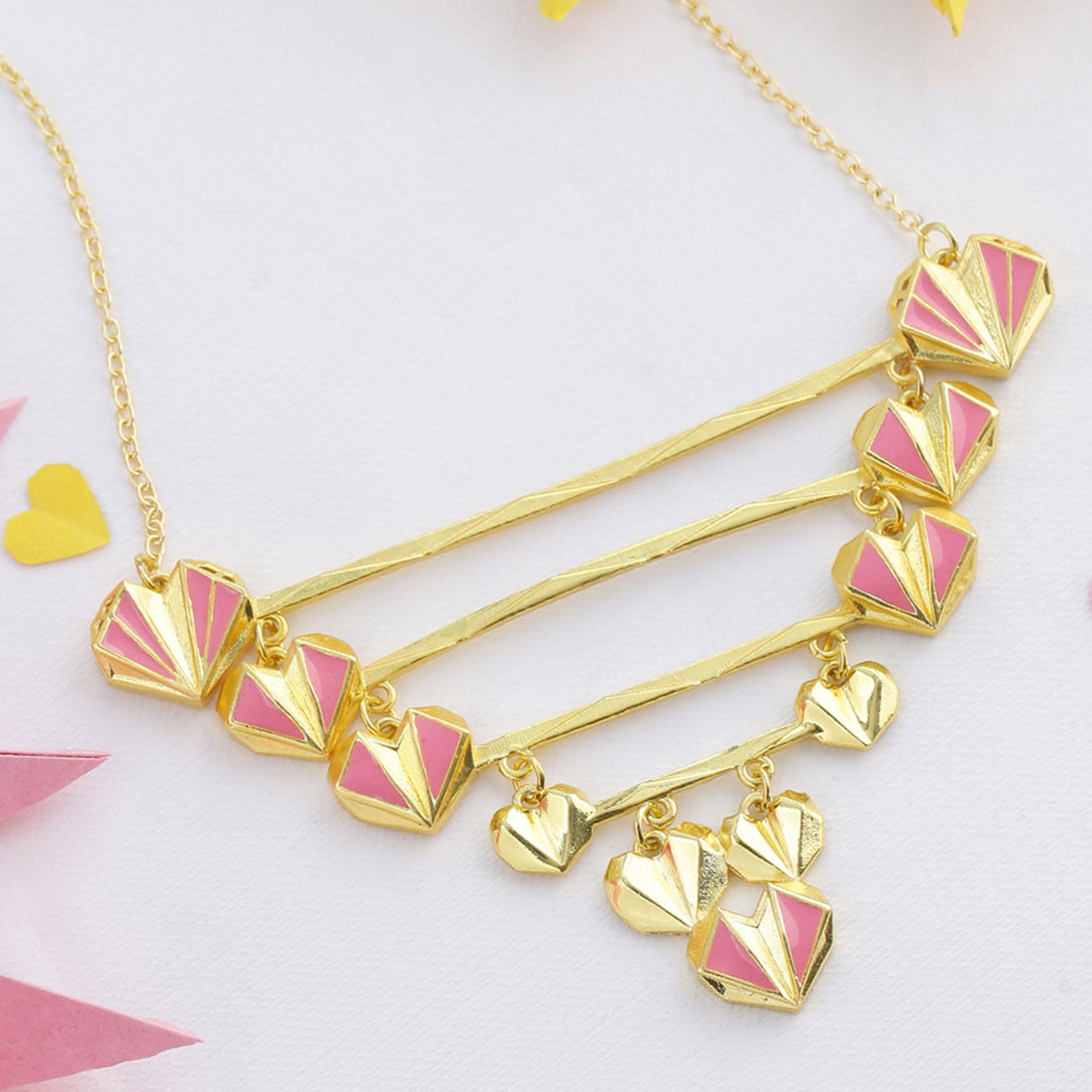 Mi Amore Hearts and Bars Necklace