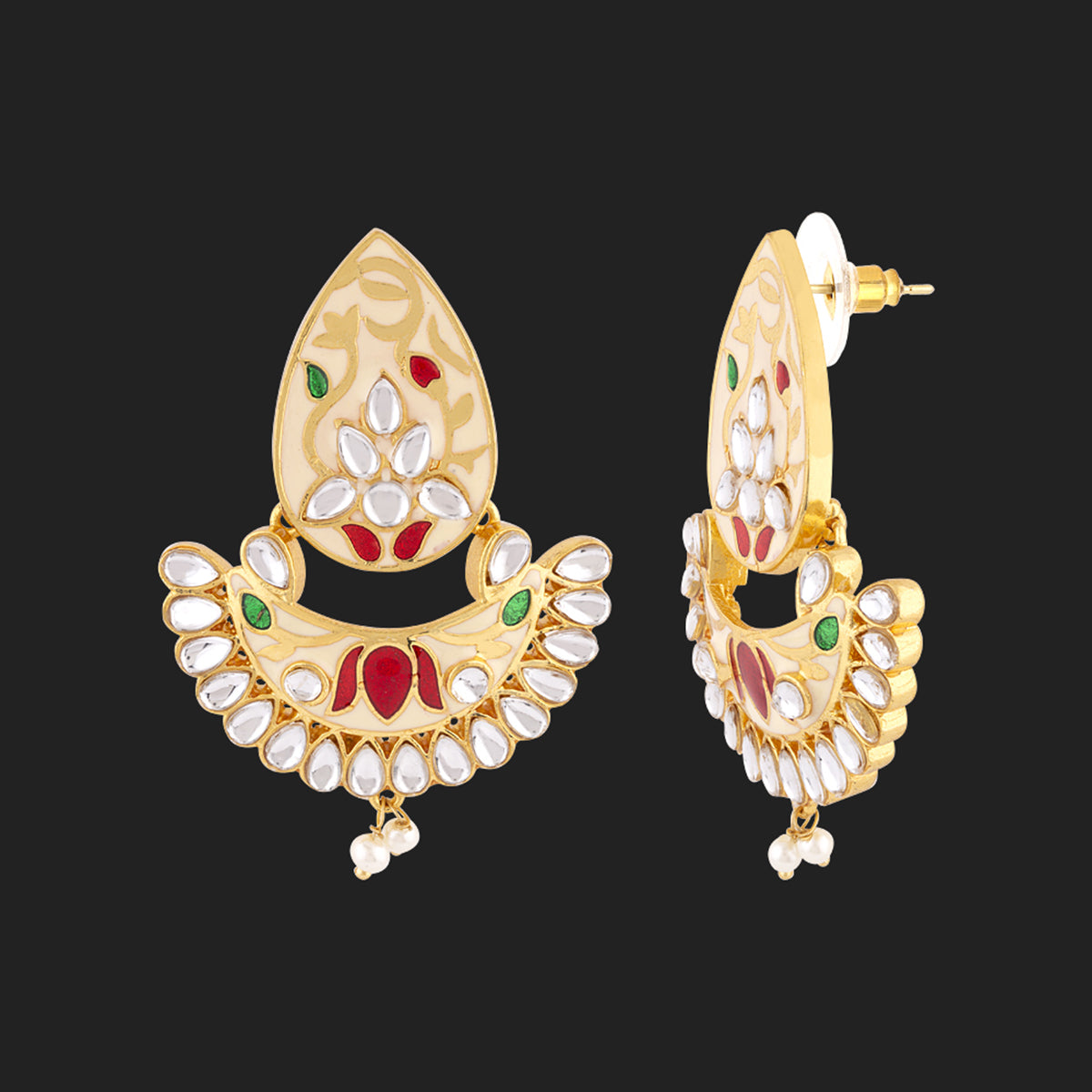 Sangemarmar Floral Motifs Ethnic Earrings