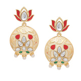 Sangemarmar Chandbali Floral Motifs Earrings