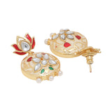 Sangemarmar Chandbali Floral Motifs Earrings