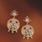 Sangemarmar Chandbali Floral Motifs Earrings