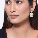 Sangemarmar Chandbali Floral Motifs Earrings
