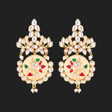 Sangemarmar Faux Kundan Gems Embellished Drop Earrings