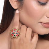 Thikri Gold Tone Floral Statement Ring