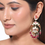 Thikri Gold Plated crescent Drop Earrings