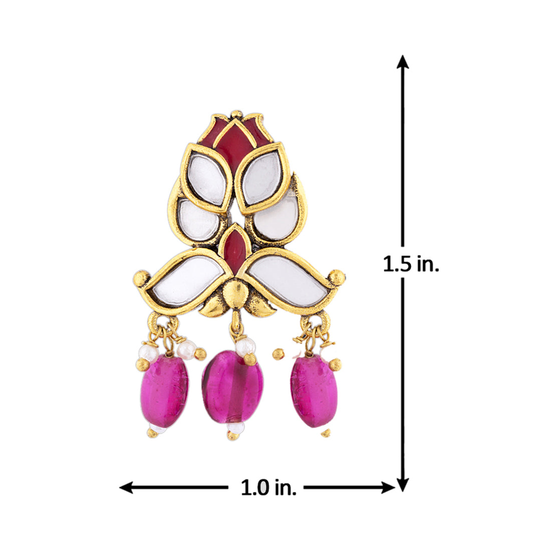 Thikri Floral Motif Enameled Earrings