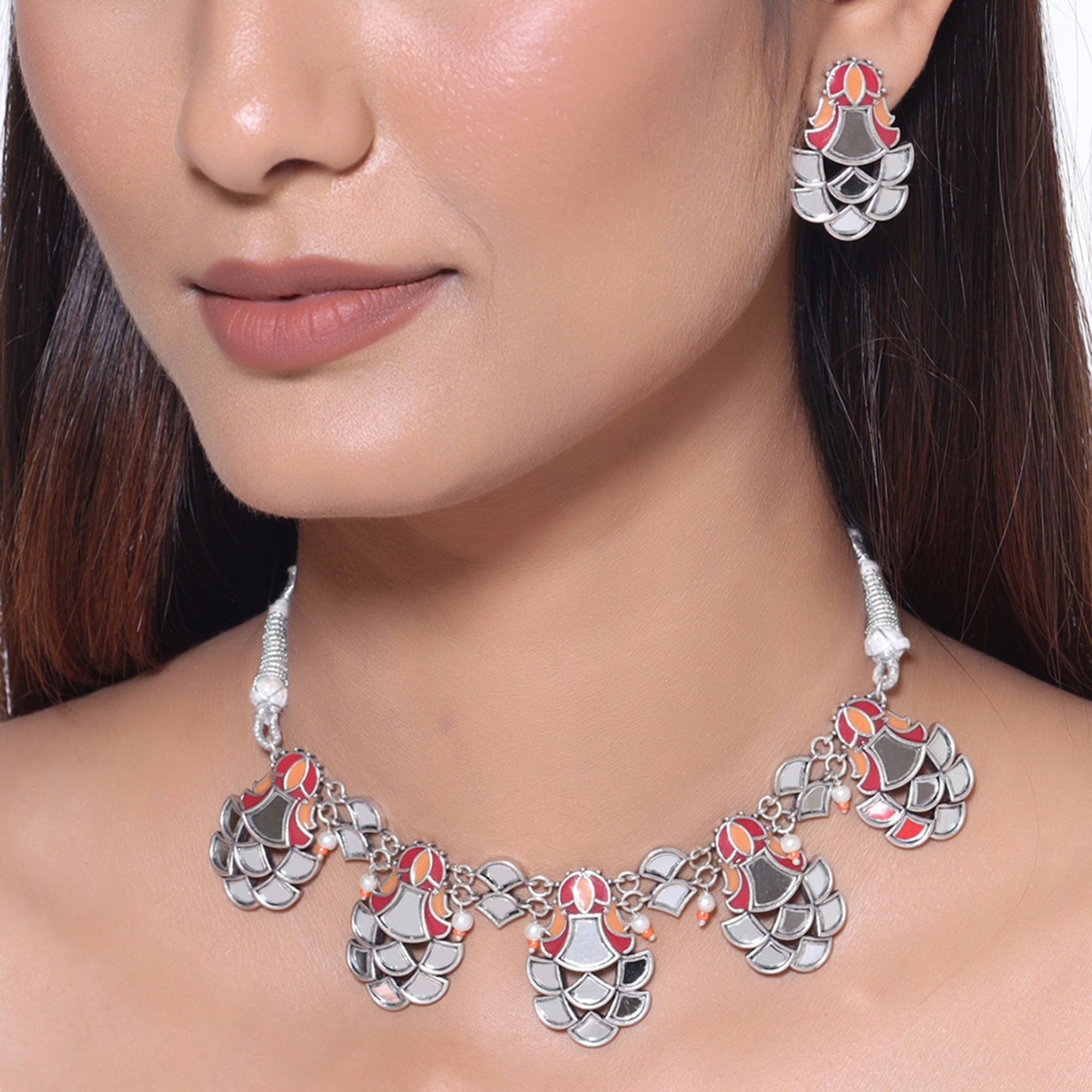 Thikri Mirrored Choker Necklace Set