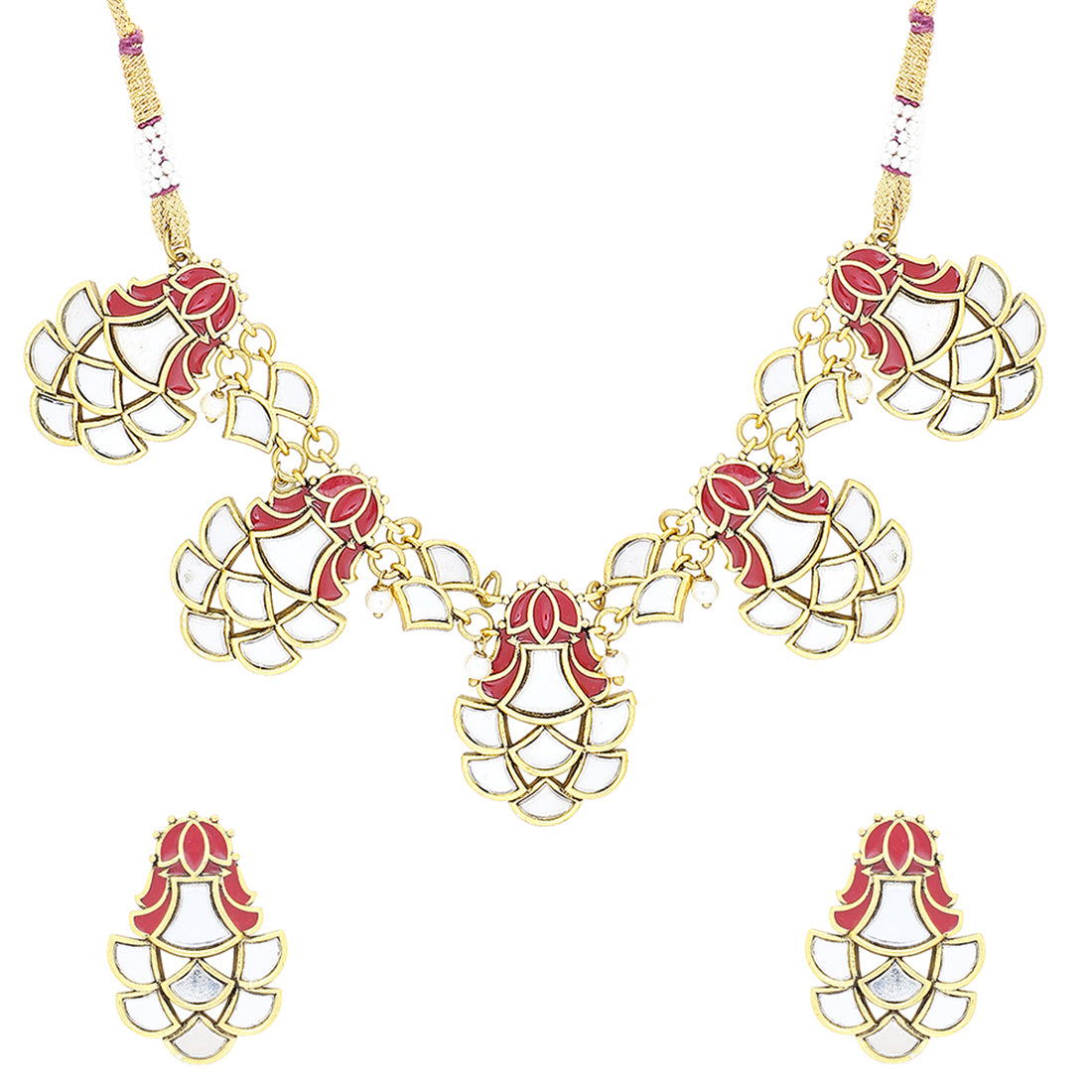 Thikri Gold Plated Mirrored Choker Necklace Set