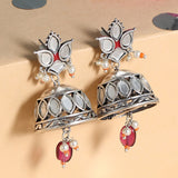 Thikri Silver Plated Jhumka Drop Earrings