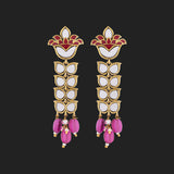 Thikri Gold Plated Petals Motifs Long Earrings