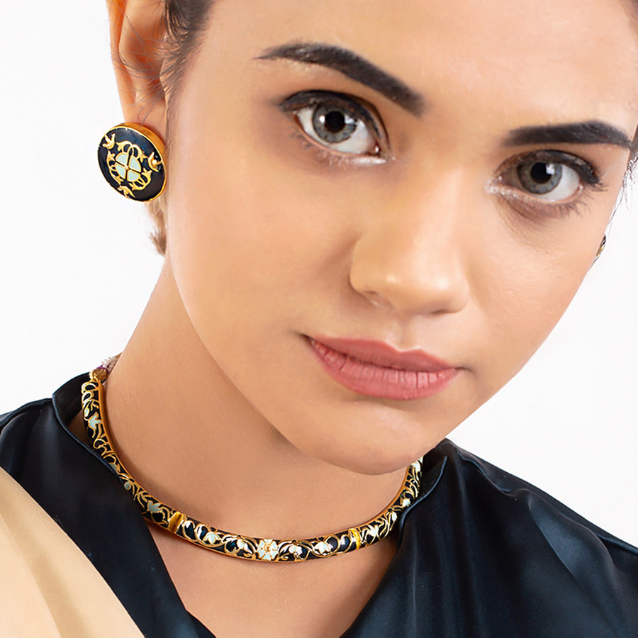 Tahira Bird and Floral Motifs Necklace Set