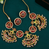 Tahira Heavily Embellished Enameled Necklace Set