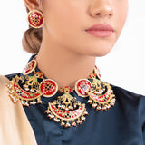 Tahira Heavily Embellished Enameled Necklace Set