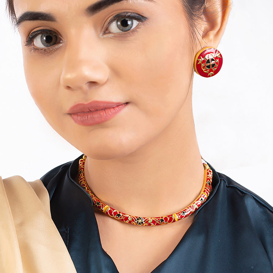 Tahira Enameled Choker Necklace Set