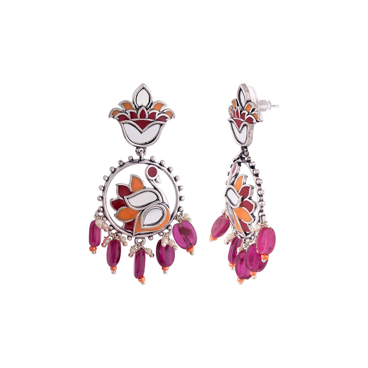 Thikri Rangoli Pattern Drop Earrings
