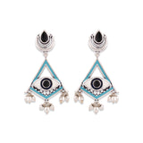 Evil Eyes Aztec Triangle Earrings