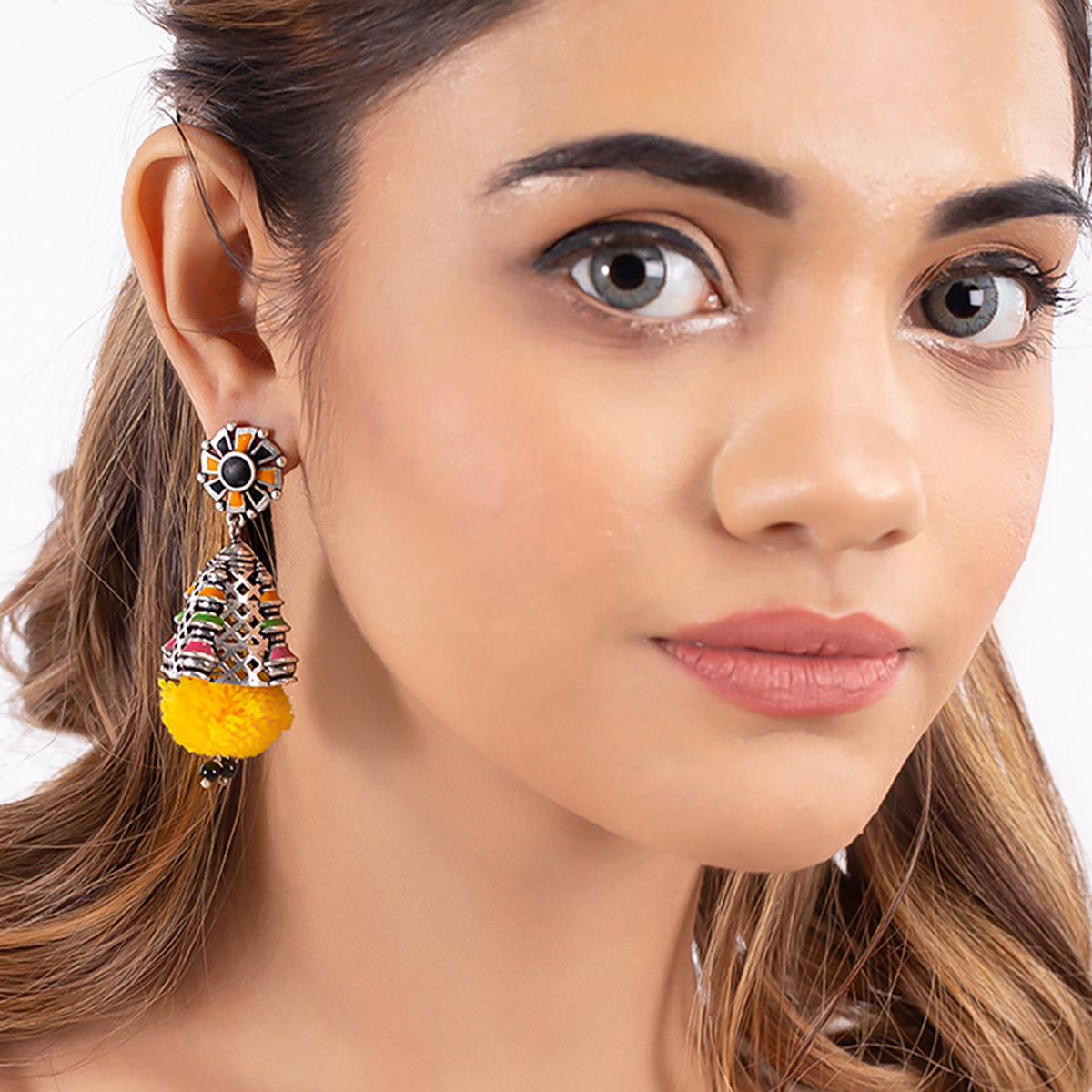Kalbelia Colorful Enamel Jhumka Style Earrings
