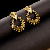 Rava Ball Oxidized Gold Plated Hoop Style Earrings