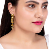 Rava Ball Long Oxidized Earrings