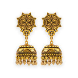 Rava Ball Oxidized Gold Plated Jhumka Earrings