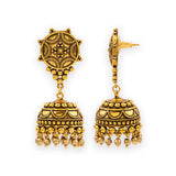 Rava Ball Oxidized Gold Plated Jhumka Earrings