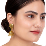 Rava Ball Oxidized Gold Plated Jhumka Earrings