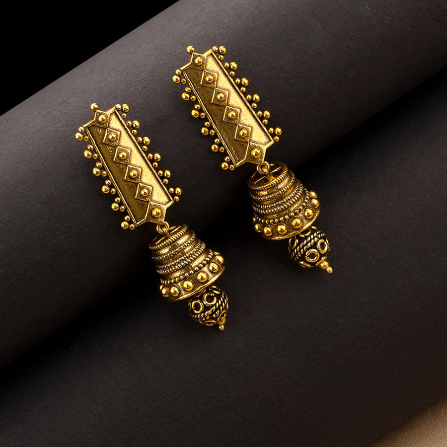 Rava Ball Oxidized Jhumki Style Earrings