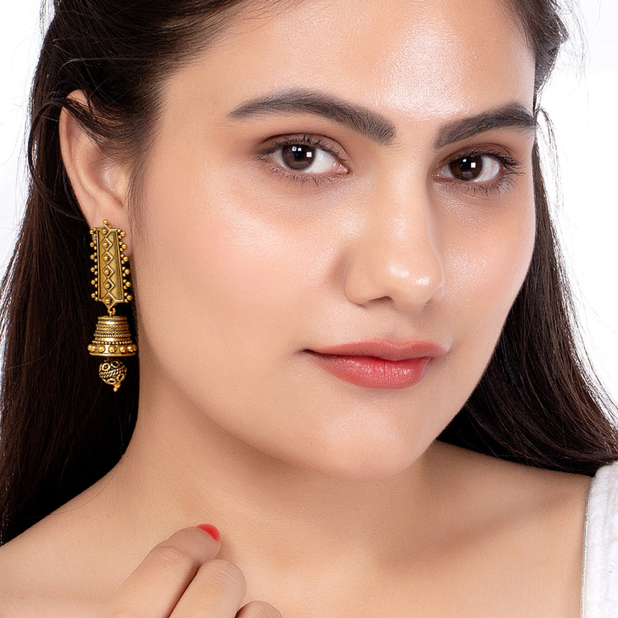Rava Ball Oxidized Jhumki Style Earrings