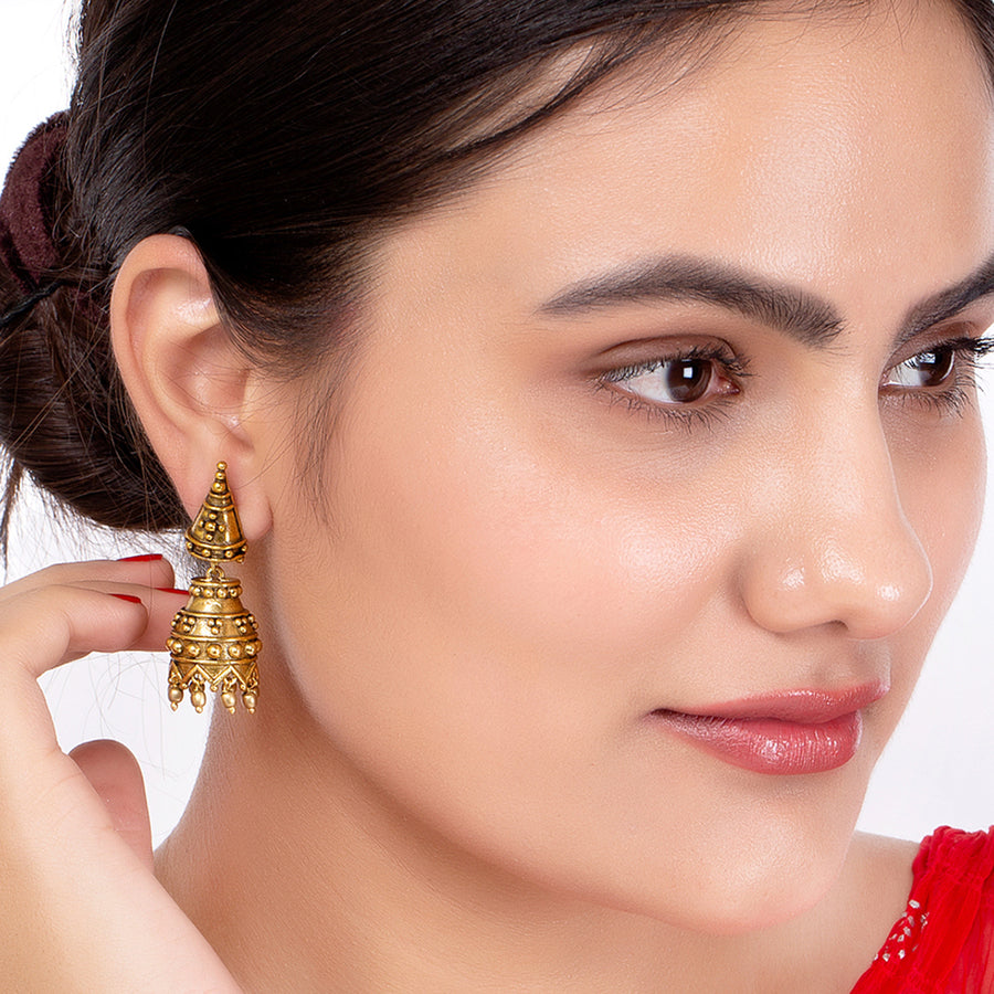 Rava Ball Gungroo Drop Jhumka Earrings