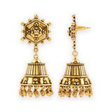 Rava Ball Oxidized Gold Plated Drop Jhumka Earrings