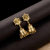 Rava Ball Oxidized Gold Plated Drop Jhumka Earrings