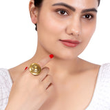 Rava Ball Adjustable Oxidised Gold Statement Ring