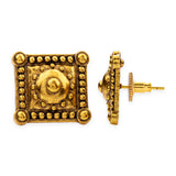 Rava Ball Oxidized Gold Square-Shaped Stud Earrings