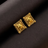 Rava Ball Oxidized Gold Square-Shaped Stud Earrings