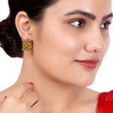 Rava Ball Oxidized Gold Stud Earrings