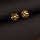 Rava Ball Oxidized Gold Ball Stud Earrings