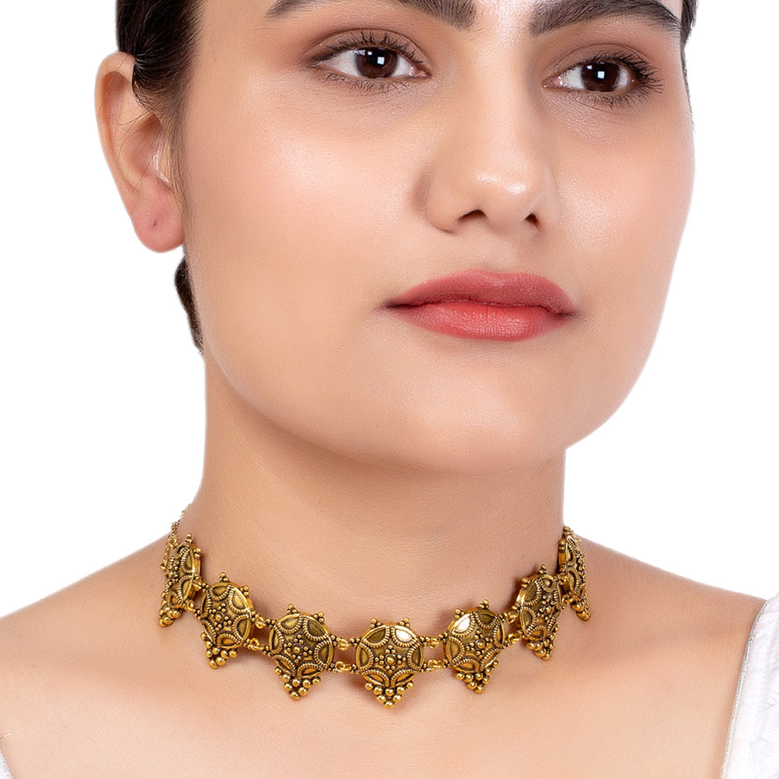 Rava Ball Oxidized Gold Plated Choker Necklace – VOYLLA