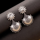 Rava Ball Round Silver Oxidized Earrings