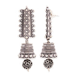 Rava Ball Silver Oxidized Jhumki Style Earrings