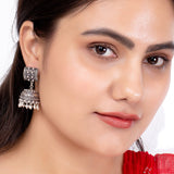 Rava Ball Silver Oxidized Jhumka Earrings