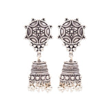 Rava Ball Silver Oxidized Jhumka Earrings