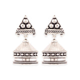 Rava Ball Tomb Motif Silver Oxidized Plated Earrings