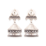 Rava Ball Tomb Motif Silver Oxidized Plated Earrings