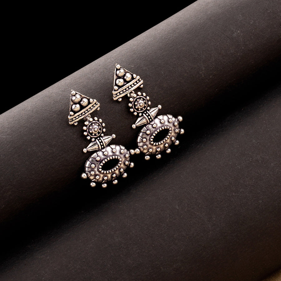 Rava Ball Silver Oxidized Dangle Earrings